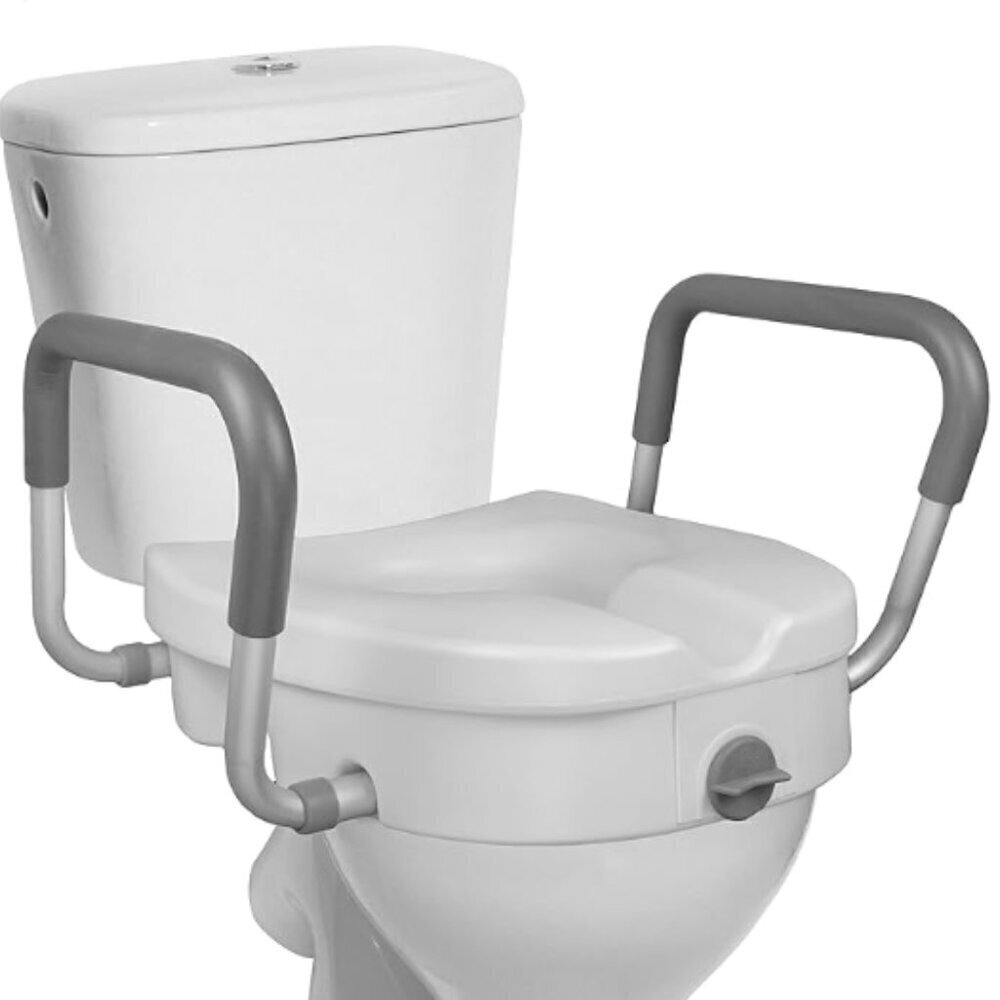RMS Raised Toilet Seat - 5 Inch Elevated Riser with‎ Adjustable Padded Ar…